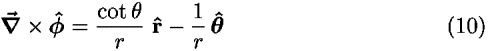 [bold del]-vector  � <b> <i>phi</i>-hat </b> = ((cot  <i>theta</i>)/<i>r</i>)<b> r-hat </b>�(1/<i>r</i>) <b> <i>theta</i>-hat </b>