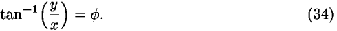 tan<sup>�1</sup>((<i>y</i>/<i>x</i>)) = <i>phi</i>.