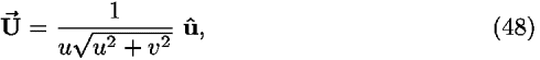 <b>U-vector </b> = (1/(<i>u</i> sqrt(<i>u</i><sup>2</sup> + <i>v</i><sup>2</sup>)))<b> �</b>,